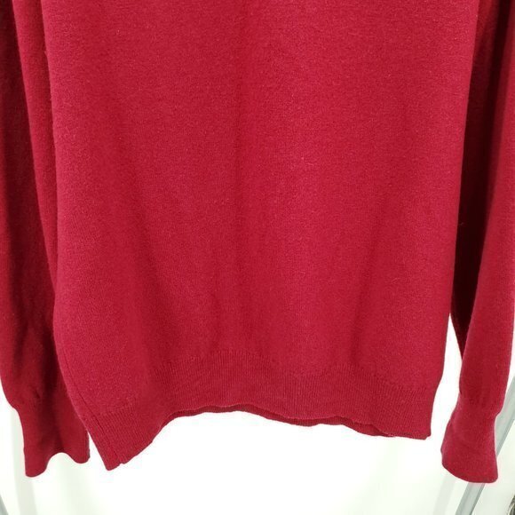 Men's 100% Lambswool Land's End V-Neck Sweater Large Tall Red Made in Scotland - Picture 10 of 14